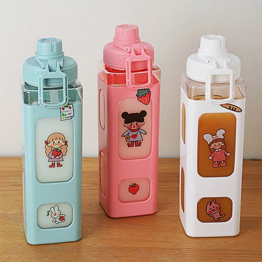 Kawaii Water Bottle Square Drinking Bottle
